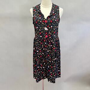 Clio vintage 90's fashion print sleeveless smock 1/4 button dress size‎ medium